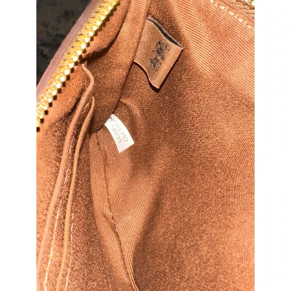 Coach Signature C Canvas‎ Brown Leather Wristlet Pouch Wallet Clutch